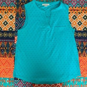 Teal Blue Eyelet Tank by Liz Claiborne - EUC